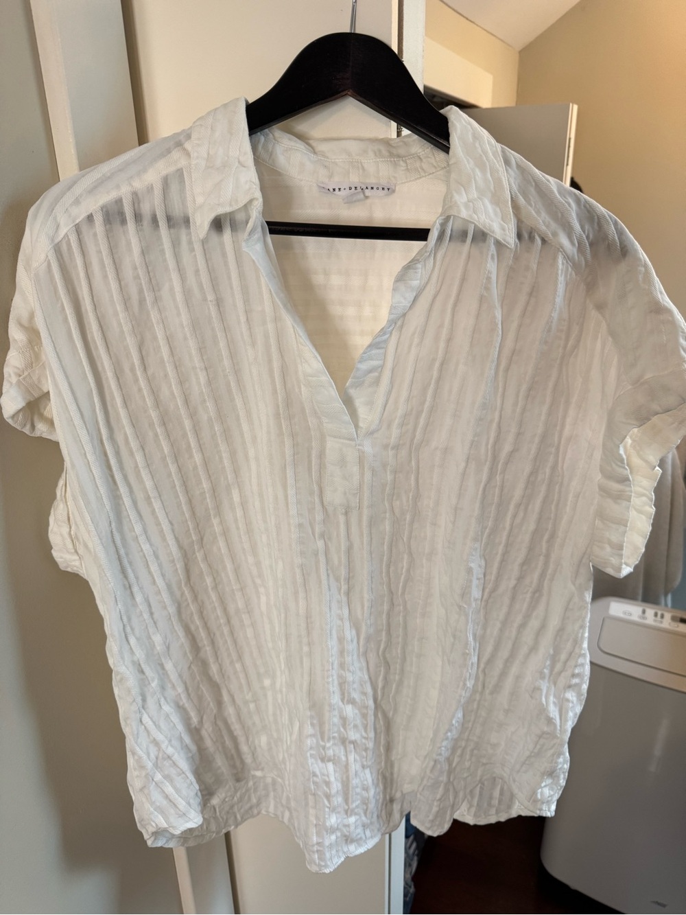 🧩 Jane and Delancey EUC White Pleated Short-Sleeve Blouse/ 1x